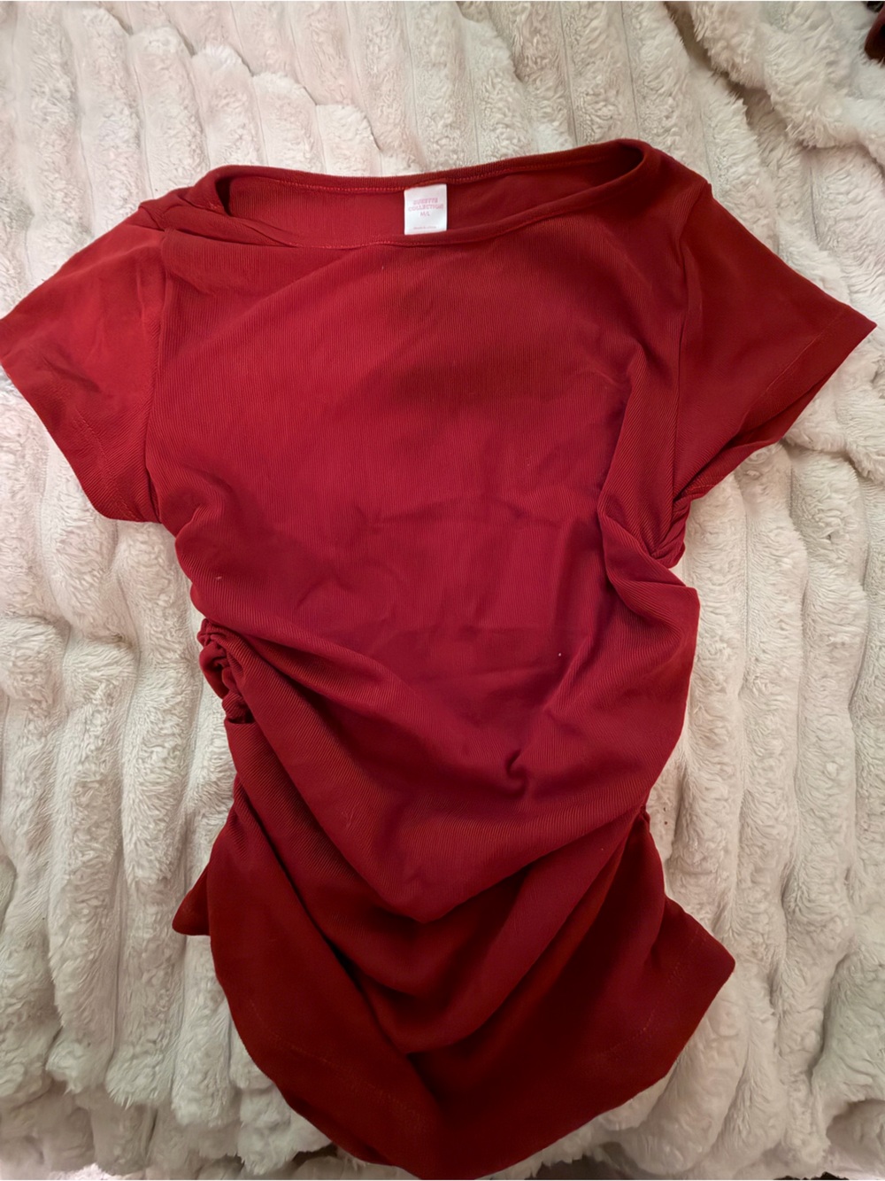 Women’s Short-Sleeve Tunic Top in Deep Wine Red